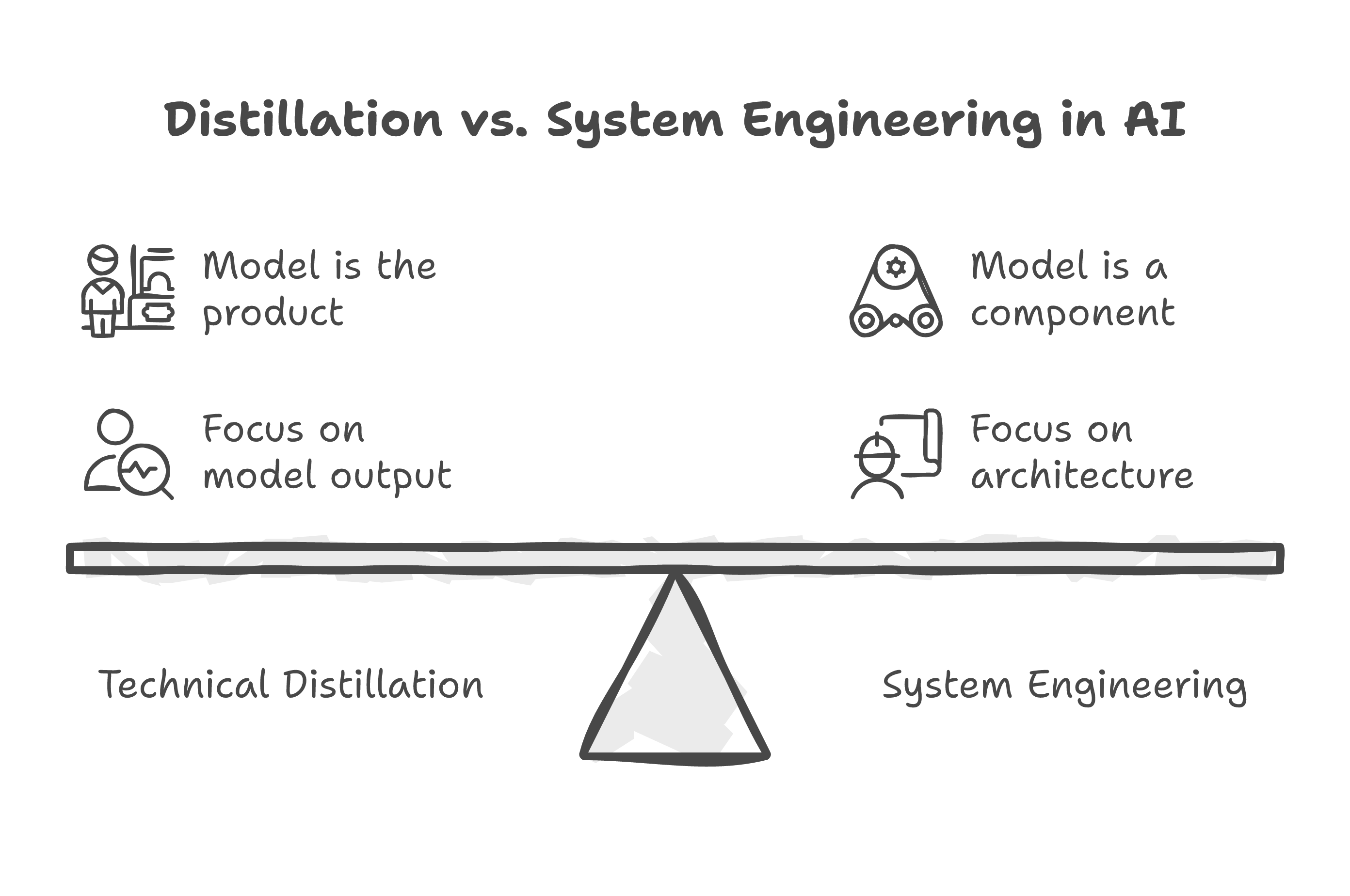 Distillation vs System Engineering in AI
